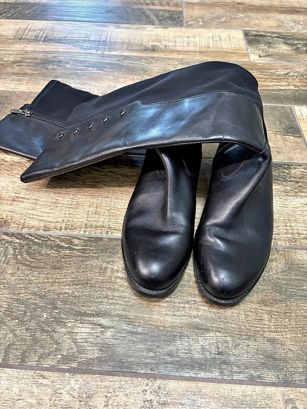 Tahari Black Knee-High Heeled Boots
